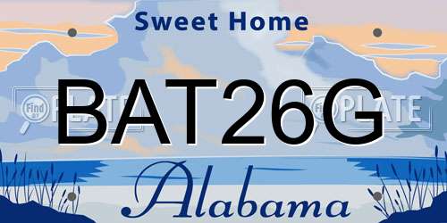 BAT26G Alabama License Plate