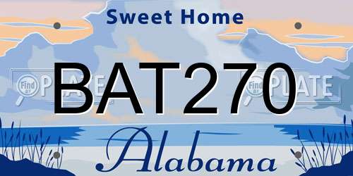 BAT270 Alabama License Plate