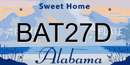 BAT27D Alabama License Plate