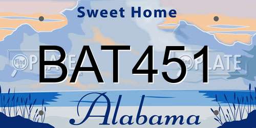 BAT451 Alabama License Plate