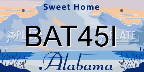 BAT45I Alabama License Plate