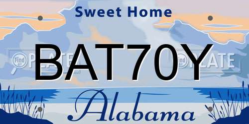 BAT70Y Alabama License Plate