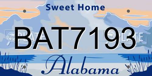 BAT7193 Alabama License Plate