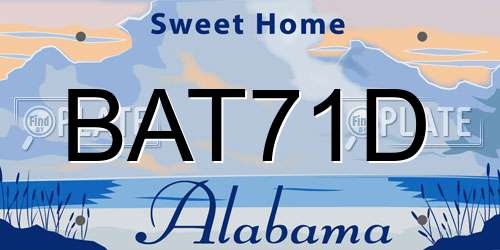 BAT71D Alabama License Plate