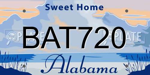 BAT720 Alabama License Plate