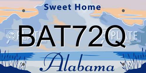 BAT72Q Alabama License Plate