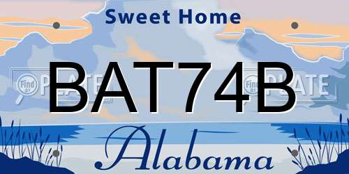 BAT74B Alabama License Plate