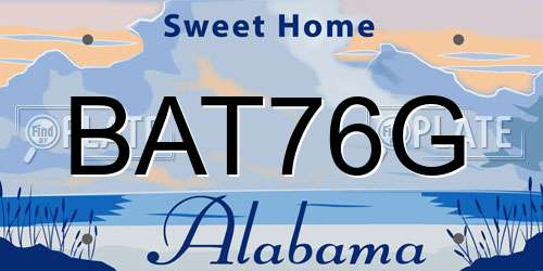 BAT76G Alabama License Plate