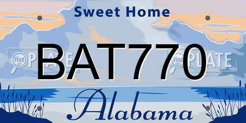 BAT770 Alabama License Plate