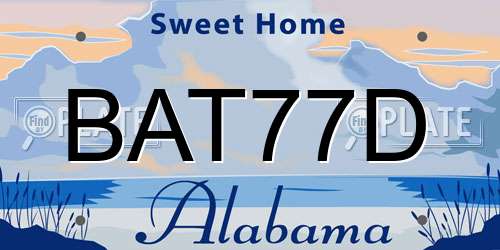 BAT77D Alabama License Plate