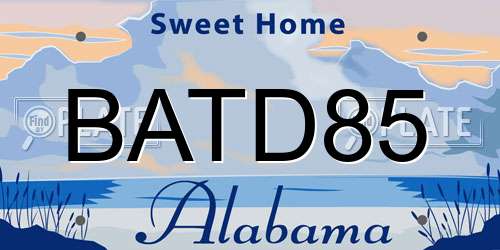 BATD85 Alabama License Plate