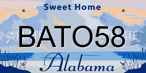 BATO58 Alabama License Plate