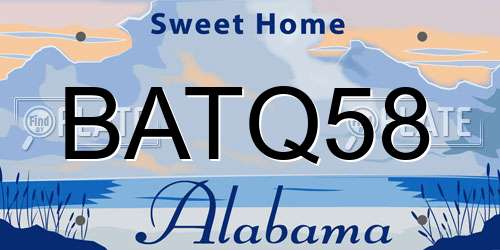 BATQ58 Alabama License Plate