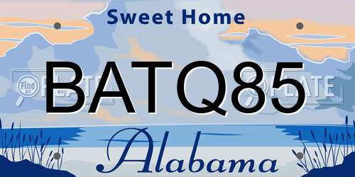BATQ85 Alabama License Plate