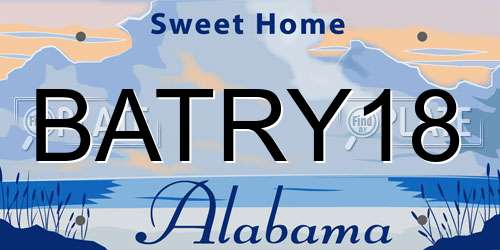 BATRY18 Alabama License Plate