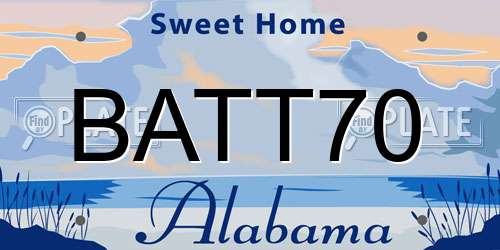 BATT70 Alabama License Plate