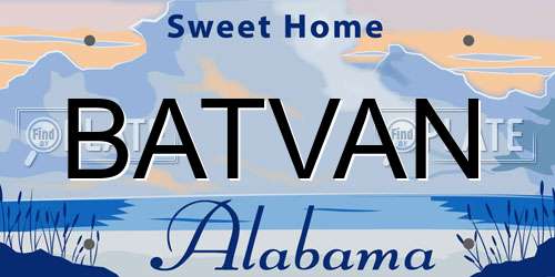 BATVAN Alabama License Plate