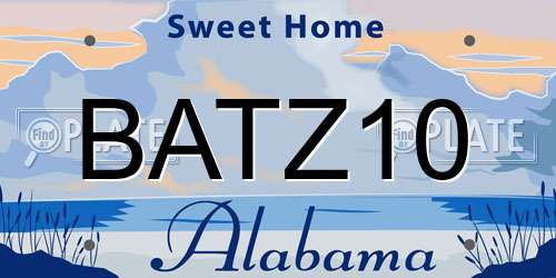 BATZ10 Alabama License Plate