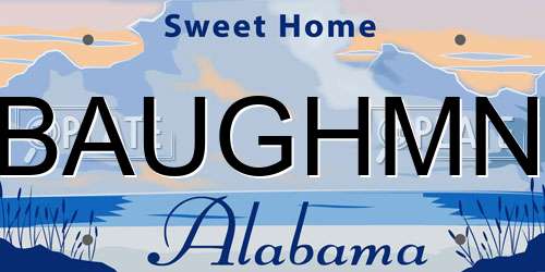 BAUGHMN Alabama License Plate