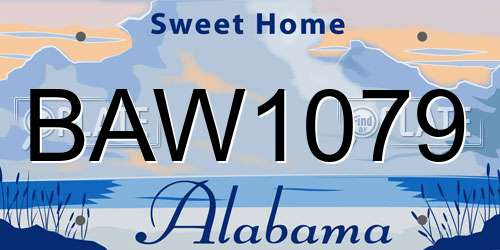 BAW1079 Alabama License Plate