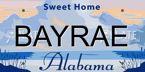 BAYRAE Alabama License Plate