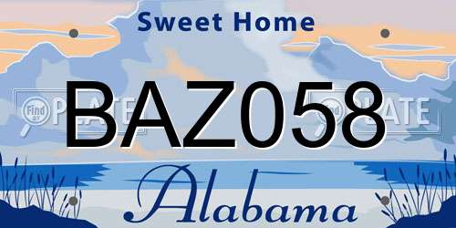 BAZ058 Alabama License Plate