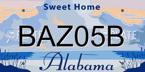 BAZ05B Alabama License Plate