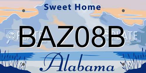 BAZ08B Alabama License Plate