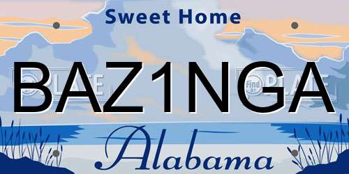BAZ1NGA Alabama License Plate