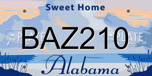 BAZ210 Alabama License Plate