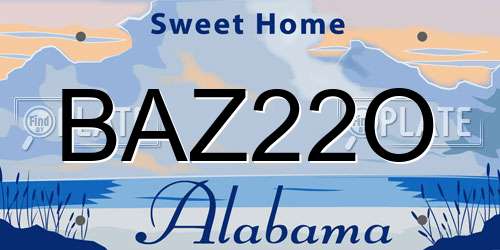 BAZ22O Alabama License Plate