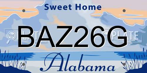 BAZ26G Alabama License Plate