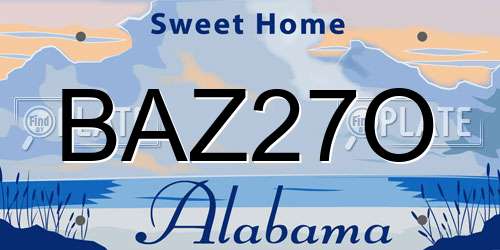 BAZ27O Alabama License Plate
