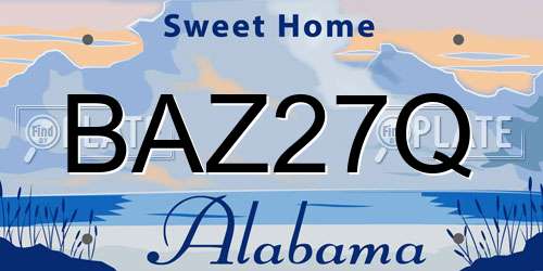 BAZ27Q Alabama License Plate