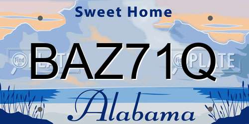 BAZ71Q Alabama License Plate