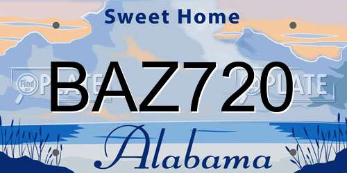 BAZ720 Alabama License Plate
