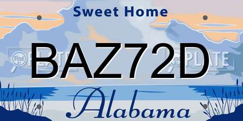 BAZ72D Alabama License Plate