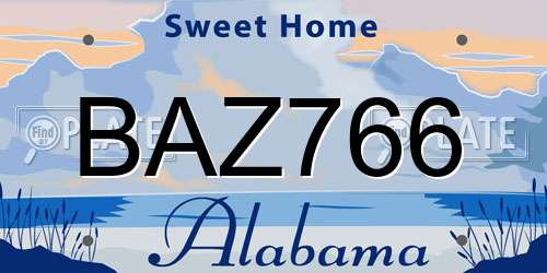 BAZ766 Alabama License Plate