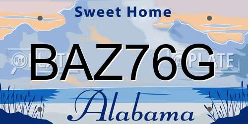 BAZ76G Alabama License Plate