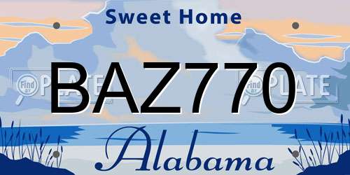 BAZ770 Alabama License Plate