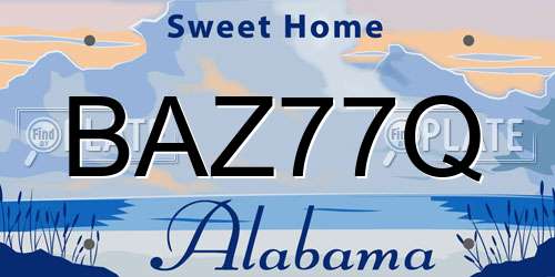 BAZ77Q Alabama License Plate