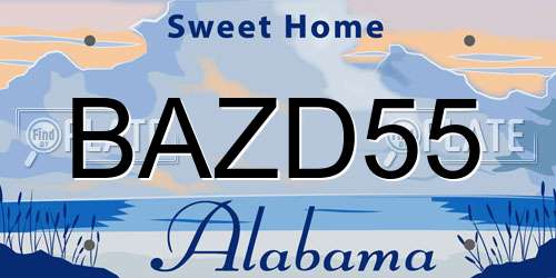 BAZD55 Alabama License Plate