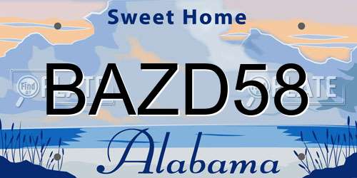 BAZD58 Alabama License Plate