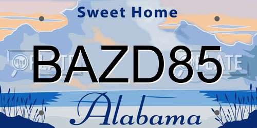BAZD85 Alabama License Plate