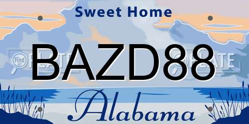 BAZD88 Alabama License Plate