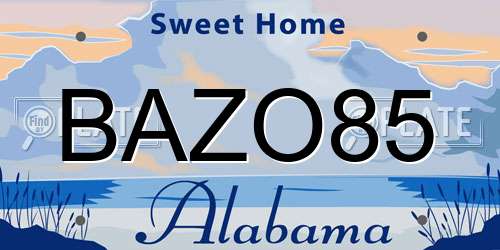 BAZO85 Alabama License Plate