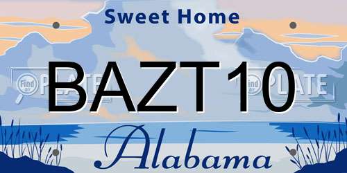 BAZT10 Alabama License Plate