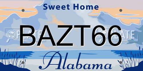 BAZT66 Alabama License Plate