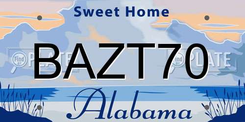 BAZT70 Alabama License Plate