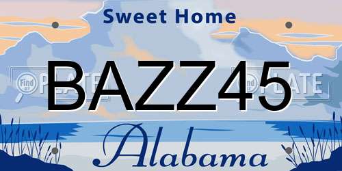 BAZZ45 Alabama License Plate